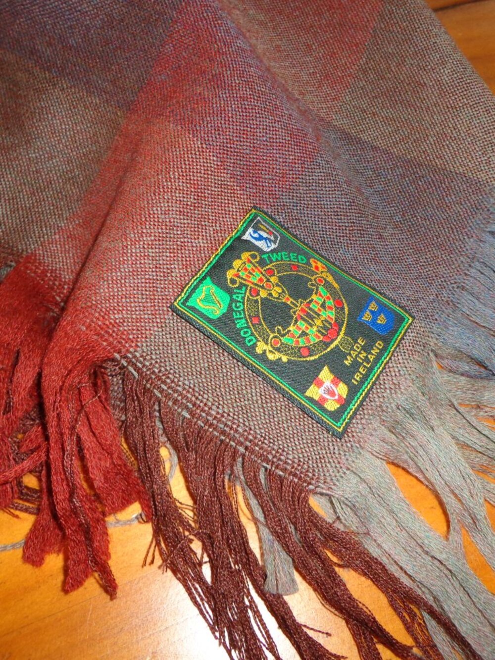 NEW Donegal Tweed Fringed Shawl Made in Ireland Plaid Multi Logo